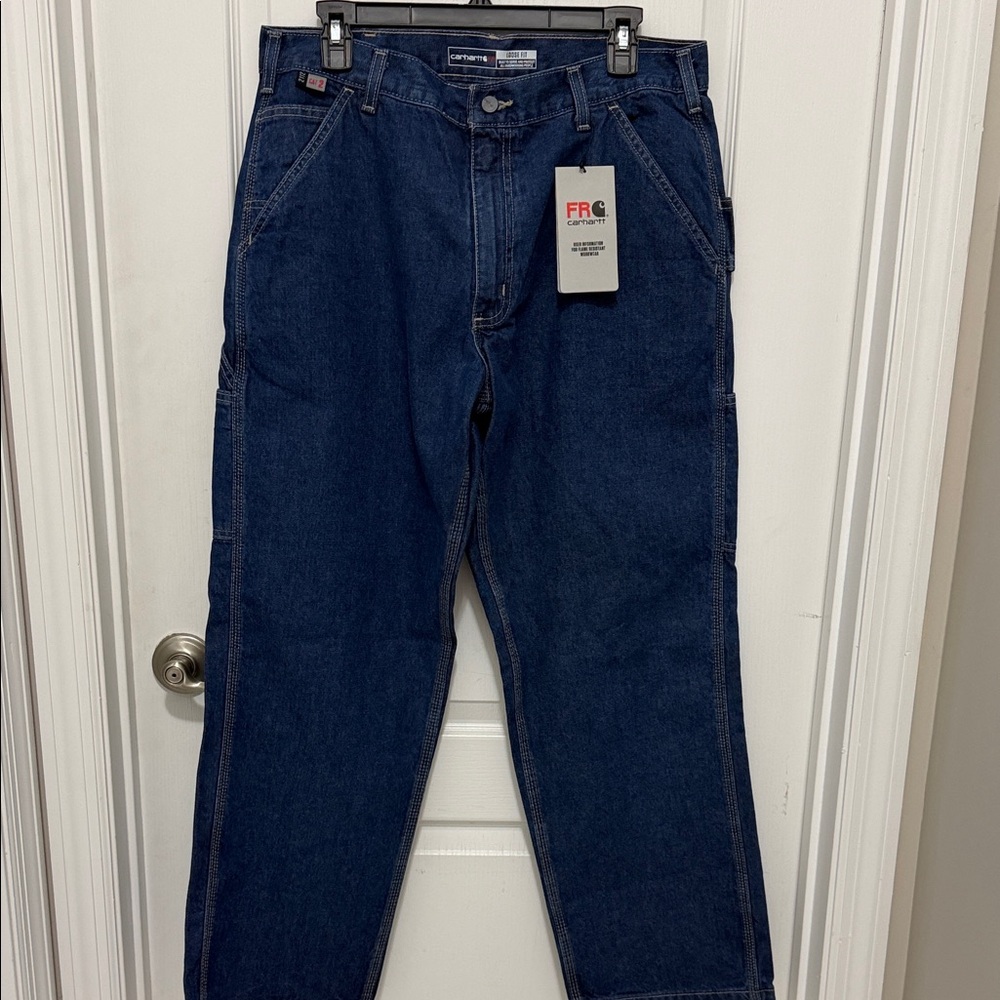 Carhartt Men's Dark Blue Fire 🔥 Resistant Utility Relaxed Jeans 34/30 NWT